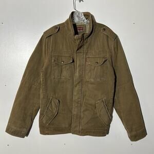 Levi’s Utility Full Zip Brown Sherpa-lined Outerwear Military Jacket Mens Medium